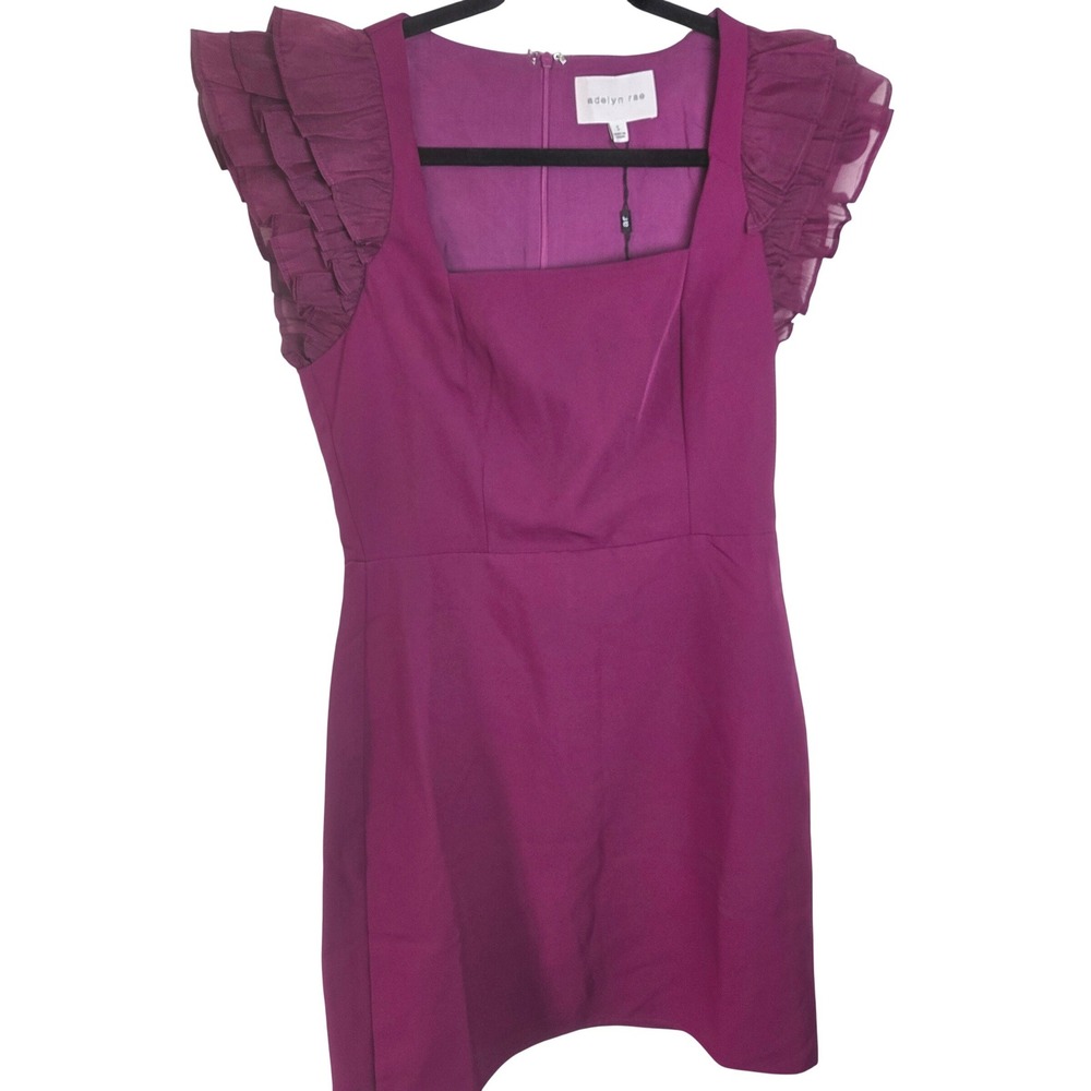 NWT Adelyn Rae Pink Ruffle‎ Sleeve Mini Dress Square Neck Cocktail
